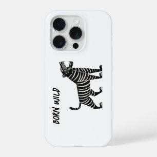 Gestreept Tijger Illustratie – Minimalistische Fol iPhone 15 Pro Case
