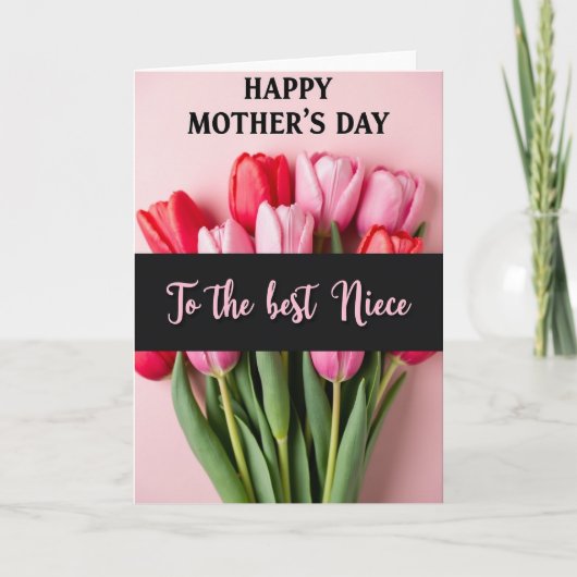 Gestreept Tulp Feestkaart Kaart (Voorkant)