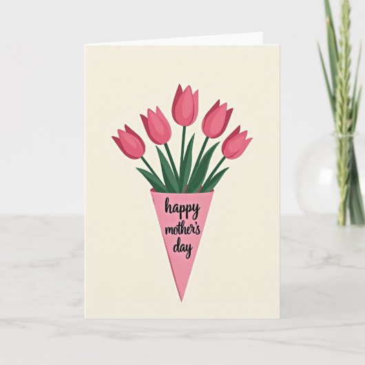 Gestreept Tulp Moederdag Cadeaubon Kaart (Voorkant)