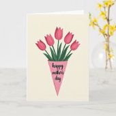 Gestreept Tulp Moederdag Cadeaubon Kaart (Gele Bloem)