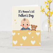 Gestreept Vaderdag Babykaart Kaart (Gele Bloem)