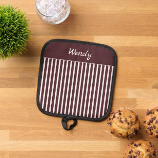 Gestreept Verbrand Bourgondië en Wit Patroon Pannenlap