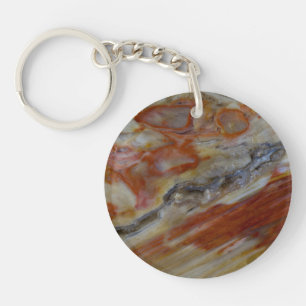 Gestreept versteend hout sleutelhanger