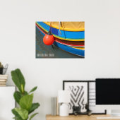 Gestreept vissersboot Marsaxlokk haven Malta Poster (Thuiskantoor)