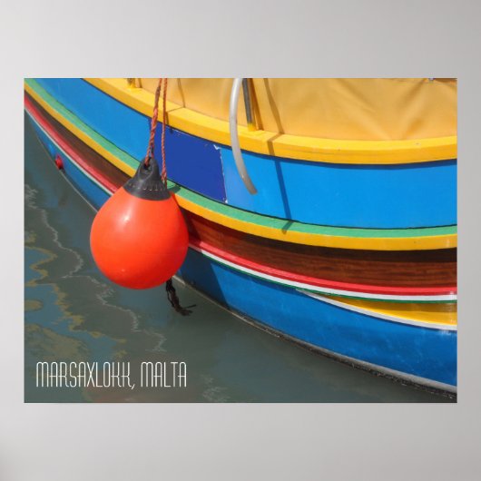 Gestreept vissersboot Marsaxlokk haven Malta Poster (Voorkant)