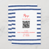 Gestreept Vuurtoren Rood Blauw Oostkust Bruiloft RSVP Kaartje (Voorkant / Achterkant)