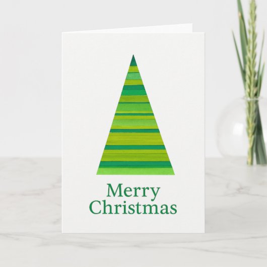 Gestreept Watercolor Kerstboom Kaart (Voorkant)