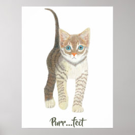 Gestreept wit poesje poster