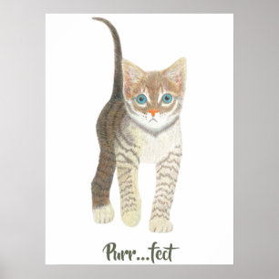 Gestreept wit poesje poster