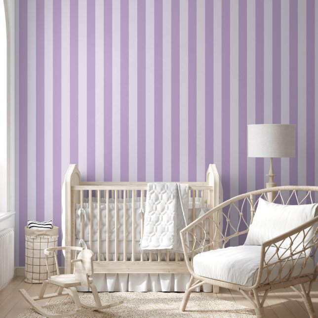 Gestreept Zachte Gedempte Lavendel Paarse Minimali Behang (Kinderen)