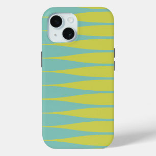 Gestreept zeeschuim groen en chartreuse iPhone hoe 15 Case