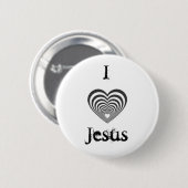 gestreept zwart hart, IJesus Ronde Button 5,7 Cm (Voorkant /achterkant)