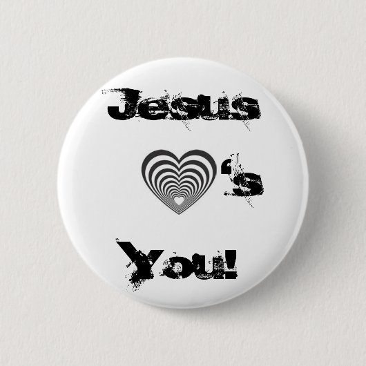 gestreept zwart hart, Jezus! Ronde Button 5,7 Cm (Voorkant)