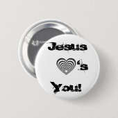 gestreept zwart hart, Jezus! Ronde Button 5,7 Cm (Voorkant /achterkant)