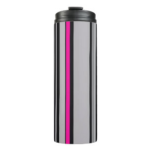 Gestreept Zwart Roze en Grijs Thermisch Tumbler Thermosbeker