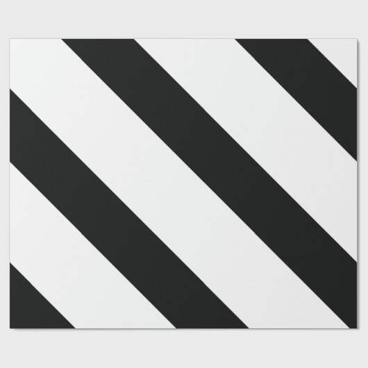 Gestreept (zwart & wit | diagonaal) elke maat cadeaupapier (Vlak)