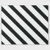Gestreept (zwart & wit | diagonaal) elke maat cadeaupapier (Vlak)