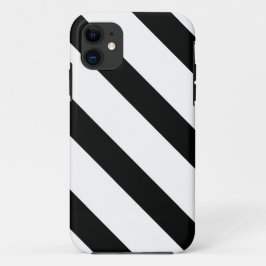 Gestreept (zwart & wit | diagonaal) elke maat iPhone 11 hoesje