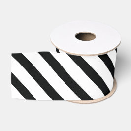Gestreept (zwart & wit | diagonaal) elke maat grosgrain lint