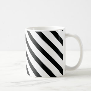 Gestreept (zwart & wit diagonaal) elke maat koffiemok