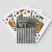 gestreept zwart-wit & monogrammen pokerkaarten (Achterkant)