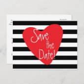 Gestreept Zwart Wit Rode Hart Ansichtkaart Aankondigingskaart (Voorkant / Achterkant)