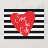 Gestreept Zwart Wit Rode Hart Ansichtkaart Aankondigingskaart (Voorkant)