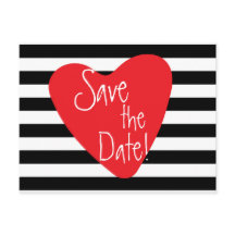 Gestreept Zwart Wit Rode Hart Ansichtkaart