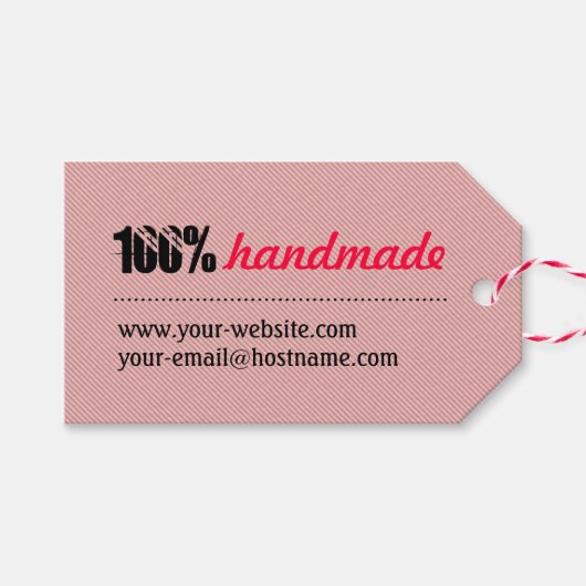 Gestreepte 100% handgemaakt cadeaulabel (Voorkant (Horizontaal))