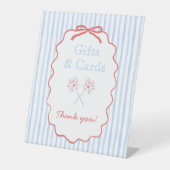 Gestreepte 4 juli geschenken en Kaarten teken Reclamebord Met Voetstuk (Voorkant)