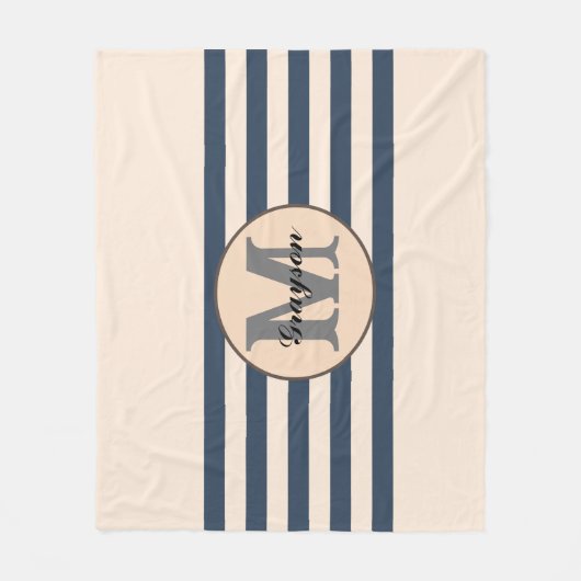Gestreepte aangepaste monogram baby naam fleece deken (Voorkant)