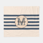 Gestreepte aangepaste monogram baby naam fleece deken (Voorkant (Horizontaal))