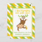 Gestreepte Aap Gepersonaliseerde Valentijnse Kaart (Voorkant / Achterkant)
