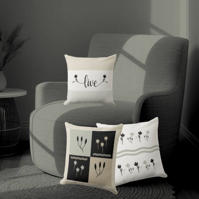 Gestreepte aardetinten "Live" Decoratief Sierkusse Kussen (Creator heeft geüpload)