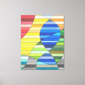 Gestreepte abstract met gele en blauwe vormen canvas afdruk (Voorkant)
