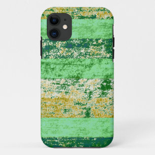 gestreepte achtergrond (groen, blauw, geel) iPhone 11 hoesje