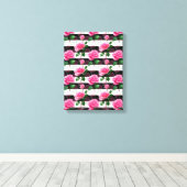 Gestreepte achtergrond Roos bloemmotief ontwerp Canvas Afdruk (Insitu (Houten vloer))