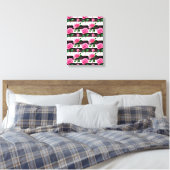 Gestreepte achtergrond Roos bloemmotief ontwerp Canvas Afdruk (Insitu (Slaapkamer))