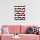 Gestreepte achtergrond Roos bloemmotief ontwerp Canvas Afdruk (Insitu (Woonkamer))