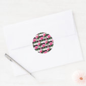 Gestreepte achtergrond Roos bloemmotief ontwerp Ronde Sticker (Envelop)
