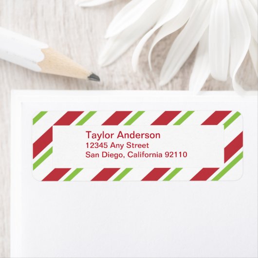 Gestreepte adreslabel - rood groen etiket (Insitu)