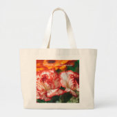 Gestreepte anjers en gerbera grote tote bag (Voorkant)