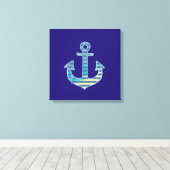 gestreepte anker blauw decoratief canvas afdruk (Insitu (Houten vloer))