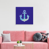 gestreepte anker blauw decoratief canvas afdruk (Insitu (Woonkamer))