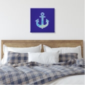 gestreepte anker blauw decoratief canvas afdruk (Insitu (Slaapkamer))