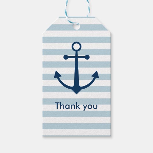 Gestreepte anker cadeau labels cadeaulabel (Voorkant)