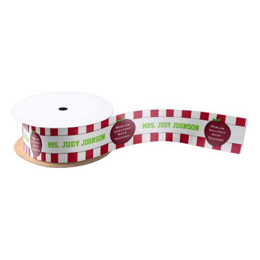 Gestreepte Apple Best Teacher Personalized Ribbon Satijnen Lint (Spoel)