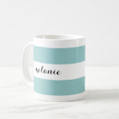 Gestreepte Aqua Personalized Mug Koffiemok (Voorkant links)