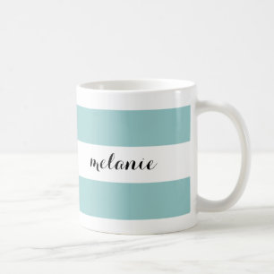 Gestreepte Aqua Personalized Mug Koffiemok
