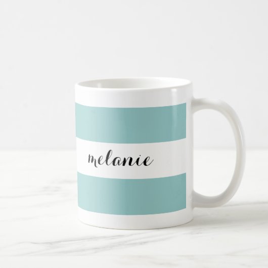 Gestreepte Aqua Personalized Mug Koffiemok (Rechts)